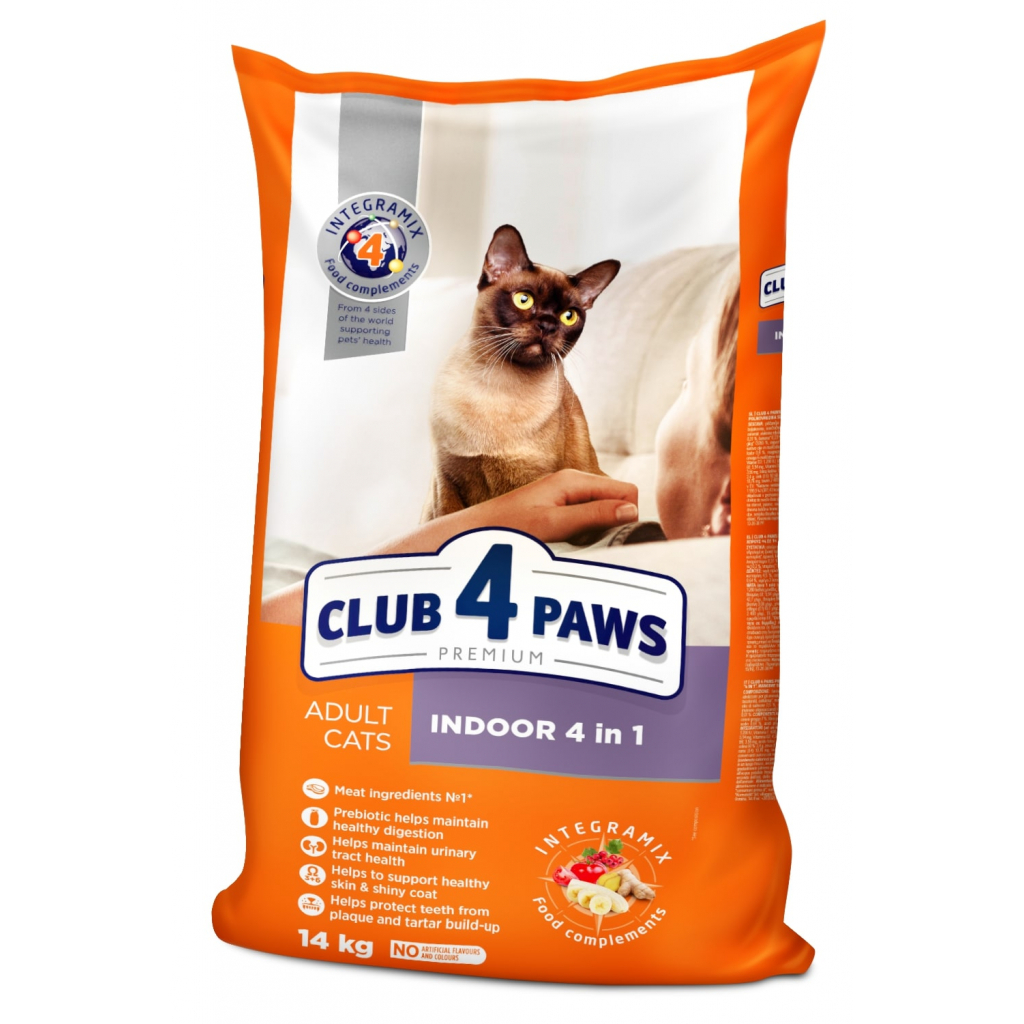 Сухий корм для кішок Club 4 Paws Преміум. Для кішок, які живуть в приміщенні 4 в 1 14 кг (4820083909436) - головне фото