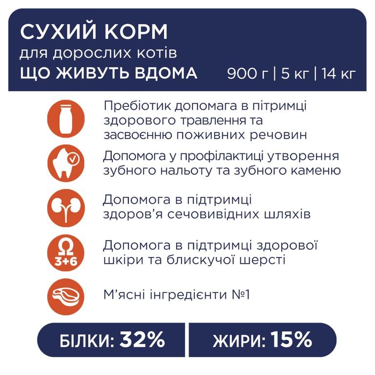 Сухий корм для кішок Club 4 Paws Преміум. Для кішок, які живуть в приміщенні 4 в 1 14 кг (4820083909436) - фото 5