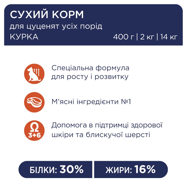 Сухий корм для собак Club 4 Paws Преміум. Для цуценят з високим вмістом курки 14 кг (4820083909696/4820215368476) - фото 4