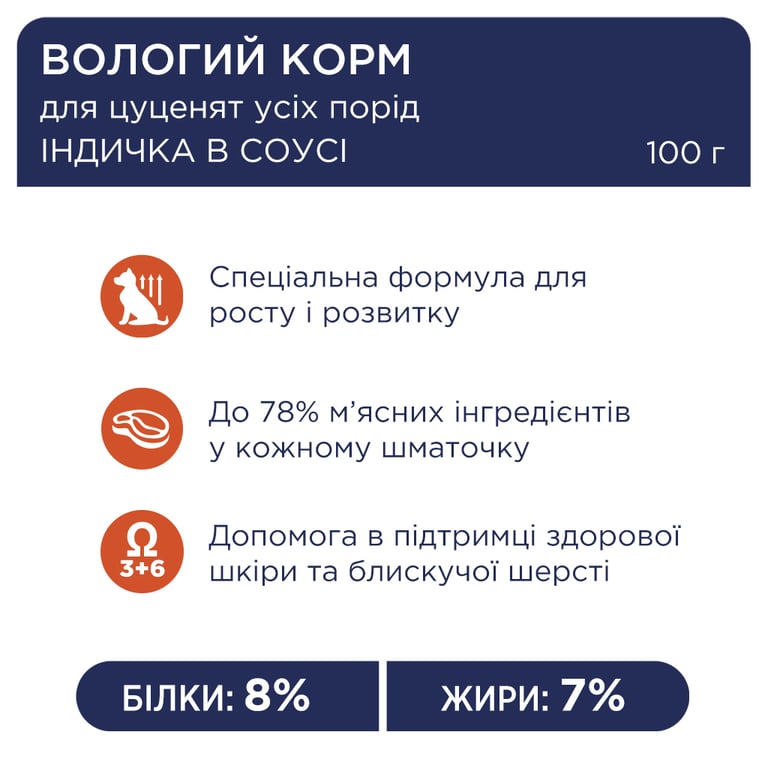 Вологий корм для собак Club 4 Paws для цуценят з індичкою в соусі 100 г (4820215363198) - фото 3