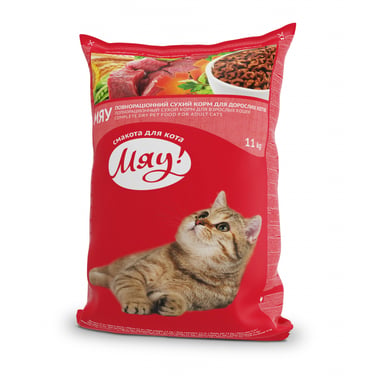 Сухий корм для кішок Мяу! зі смаком м'яса 11 кг (4820083902093) - фото 1