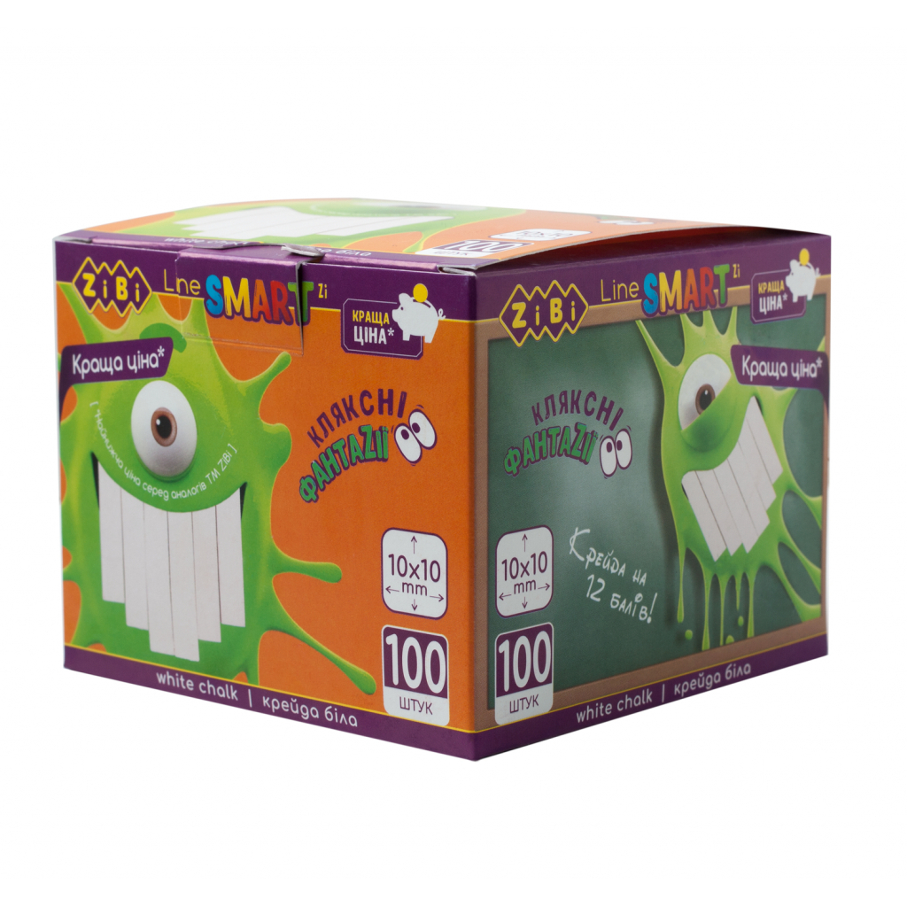 Крейда ZiBi біла, 100 шт., SMART Line (ZB.6719-12) - фото 1 Крейда ZiBi біла, 100 шт., SMART Line (ZB.6719-12) - фото 1