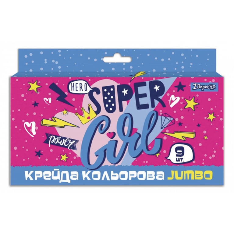 Крейда 1 вересня кольорова 9 шт, JUMBO “Cool girl” (400409)