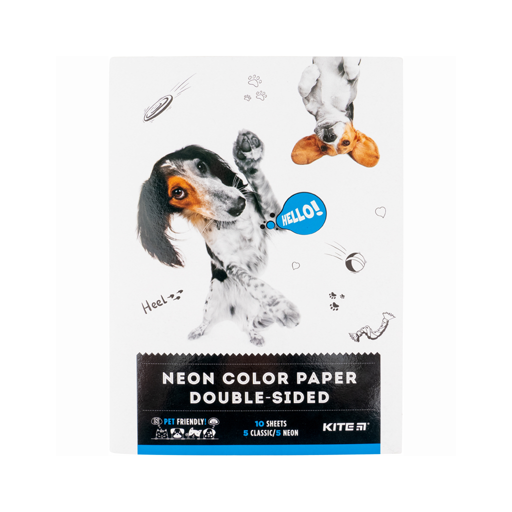 Кольоровий папір Kite двосторонній А4 10 арк /5 неонових кольорів + 5 зв. кольорів (K22-288) - фото 1 Кольоровий папір Kite двосторонній А4 10 арк /5 неонових кольорів + 5 зв. кольорів (K22-288) - фото 1