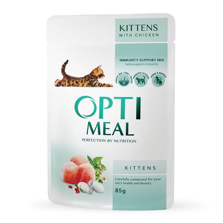Вологий корм для кішок Optimeal для кошенят зі смаком курки 85 г (4820083905452) - фото 1