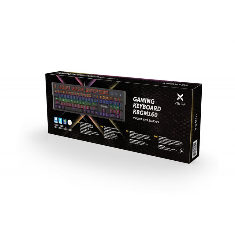 Клавіатура Vinga KBGM160 LED Outemu Blue USB Black (KBGM160 Black) - фото 5