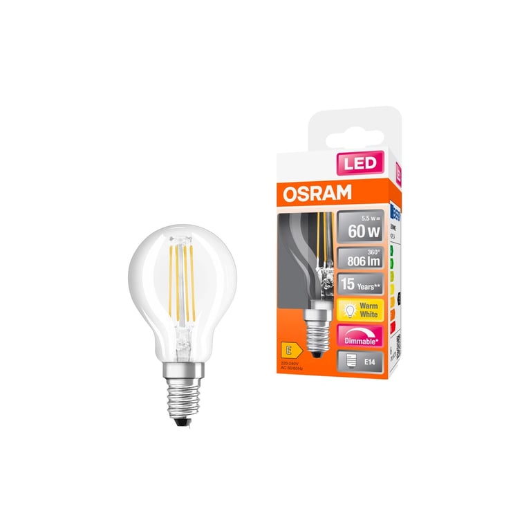 Лампочка Osram LED CL P60 DIM 6,5W/827 230V FIL E14 10x1 (4058075447875) - фото 3