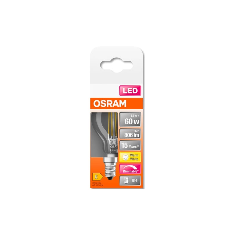 Лампочка Osram LED CL P60 DIM 6,5W/827 230V FIL E14 10x1 (4058075447875) - фото 5