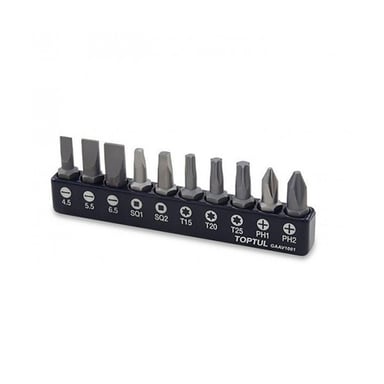 Набір біт Toptul для шуруповерта 1/4" 10од. (PH,SL,Torx,SQ) (GAAV1001) - фото 1
