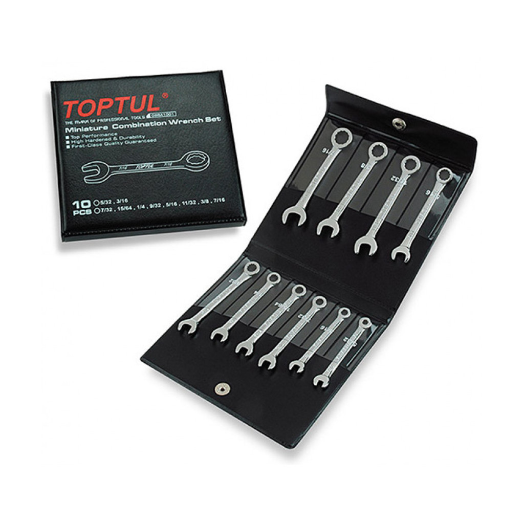 Ключ Toptul ключів дюймових комбінованих мініатюрних 10 шт. (5/32"-7/16" (GBBA1001) - фото 1 Ключ Toptul ключів дюймових комбінованих мініатюрних 10 шт. (5/32"-7/16" (GBBA1001) - фото 1