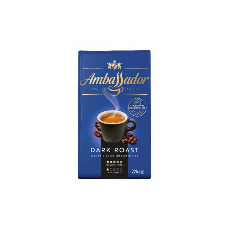 Кава Ambassador мелена 225г вак.уп. "Dark Roast" (am.53589) - фото 1