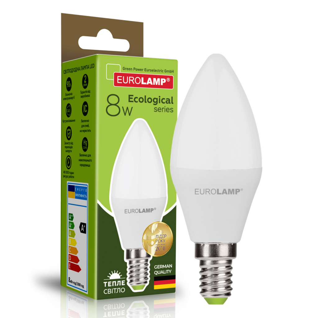 Лампочка Eurolamp LED CL 8W E14 3000K 220V (LED-CL-08143(P)) - фото 1