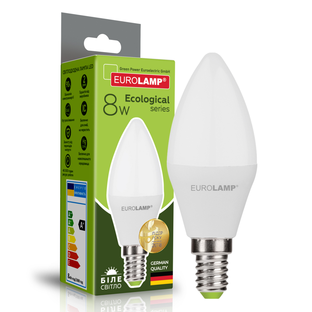 Лампочка Eurolamp LED CL 8W E14 4000K 220V (LED-CL-08144(P)) - фото 2 Лампочка Eurolamp LED CL 8W E14 4000K 220V (LED-CL-08144(P)) - фото 2