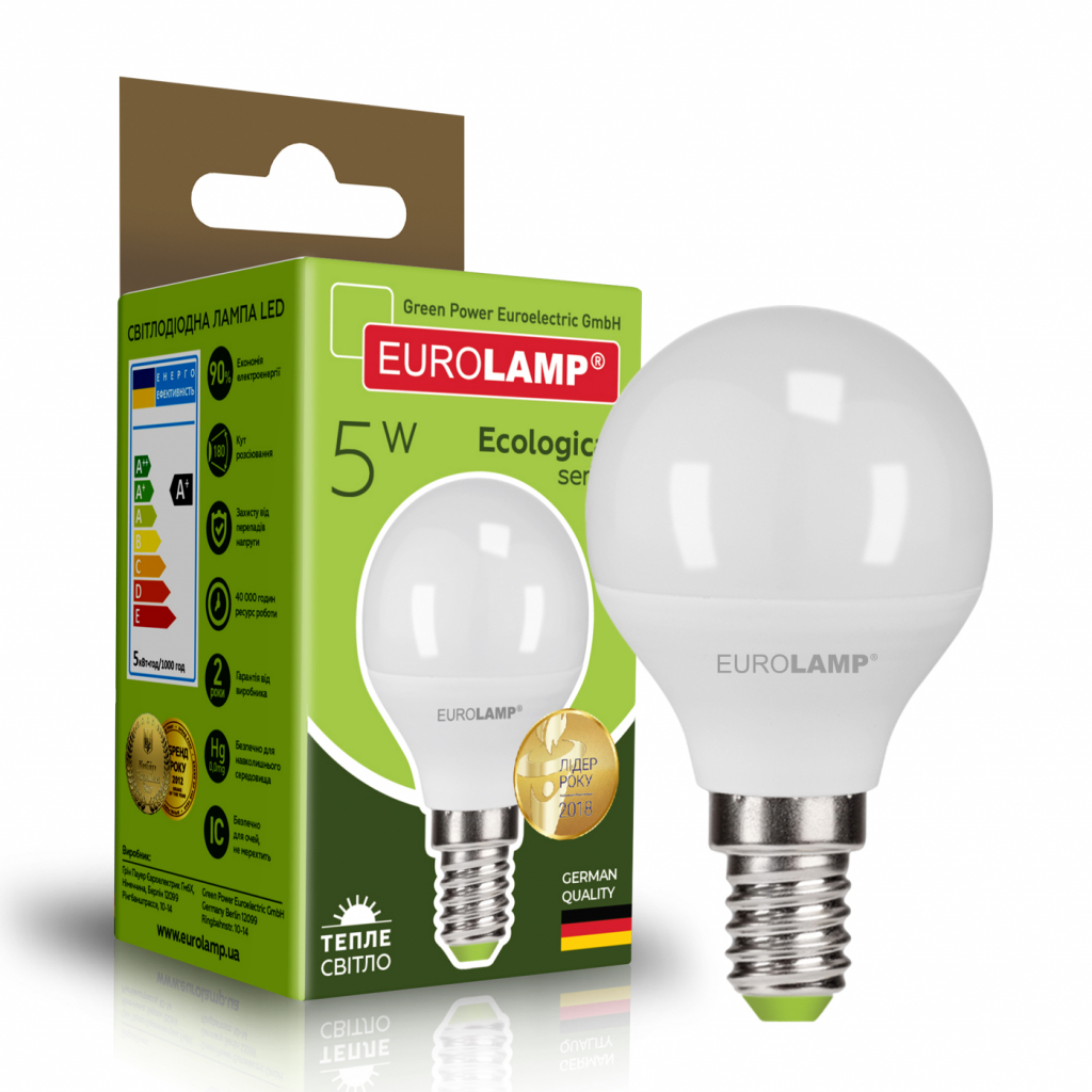 Лампочка Eurolamp LED G45 5W E14 3000K 220V (LED-G45-05143(P)) Лампочка Eurolamp LED G45 5W E14 3000K 220V (LED-G45-05143(P))