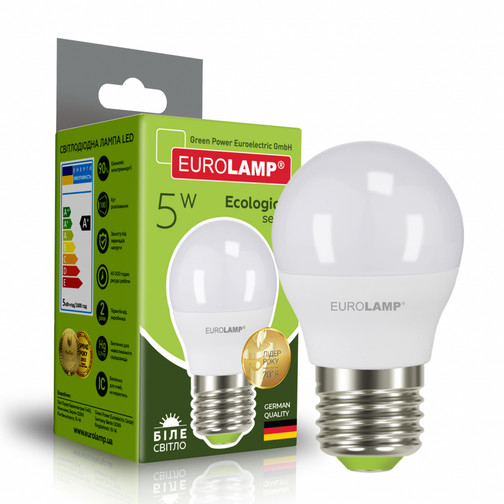 Лампочка Eurolamp LED G45 5W E27 4000K 220V (LED-G45-05274(P)) - фото 1