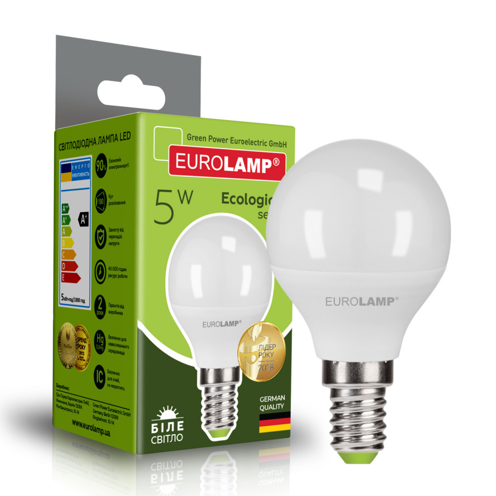 Лампочка Eurolamp LED G45 5W E14 4000K 220V (LED-G45-05144(P)) - фото 1