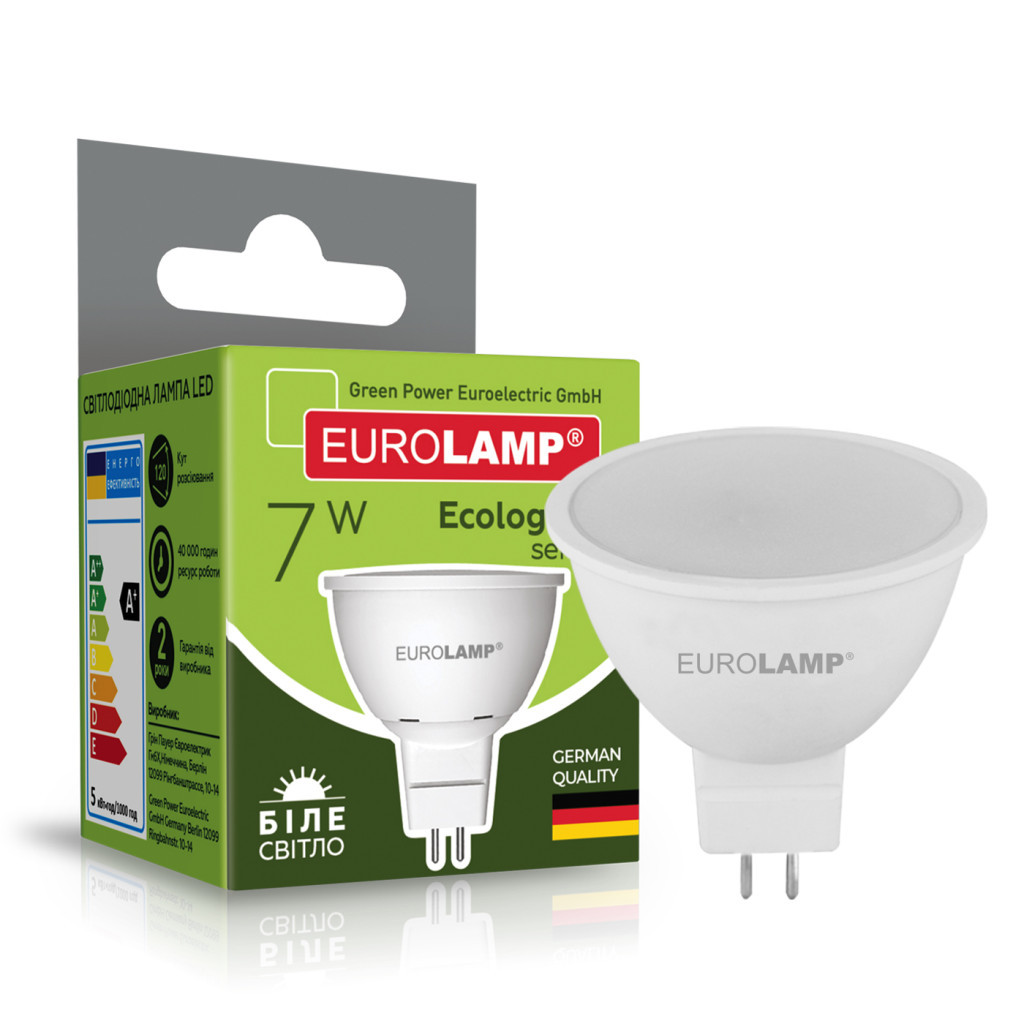 Лампочка Eurolamp LED SMD MR16 7W GU5.3 4000K 220V (LED-SMD-07534(P)) - фото 1