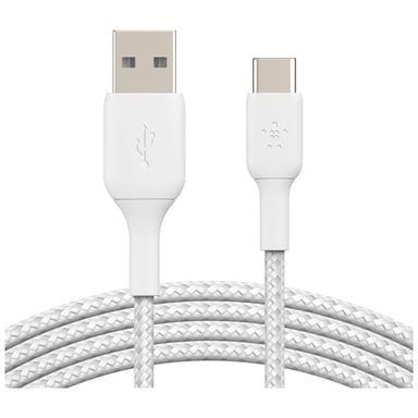 Дата кабель USB 2.0 AM to USB-C 1.0m braided white Belkin (CAB002BT1MWH) - фото 1