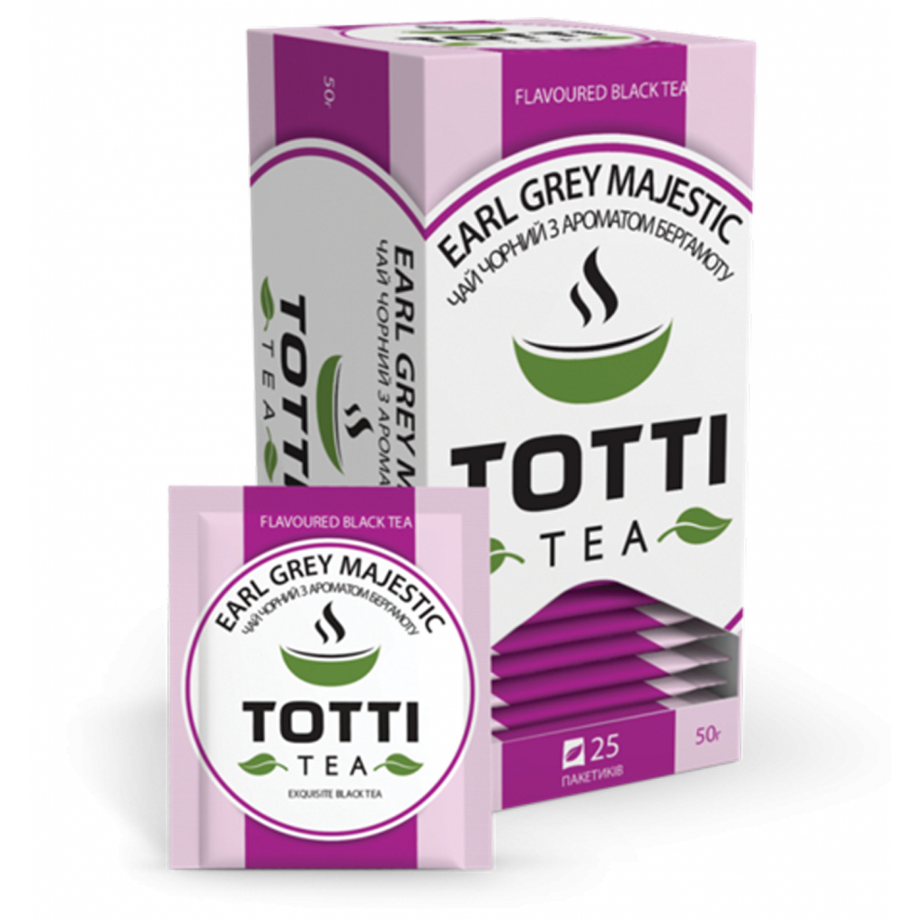 Чай TOTTI Tea 2г*25 пакет Ерл Грей Маджестік (tt.51502) - фото 1 Чай TOTTI Tea 2г*25 пакет Ерл Грей Маджестік (tt.51502) - фото 1
