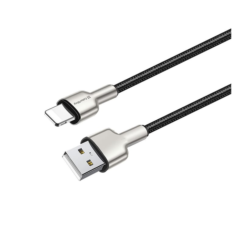 Дата кабель USB 2.0 AM to Lightning 1.0m head metal black ColorWay (CW-CBUL046-BK) - фото 1
