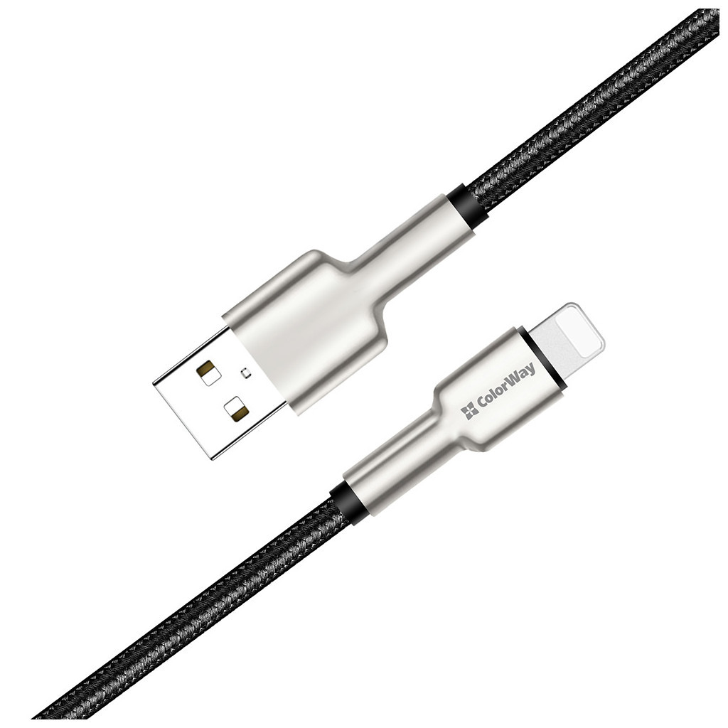 Дата кабель USB 2.0 AM to Lightning 1.0m head metal black ColorWay (CW-CBUL046-BK) - фото 3 Дата кабель USB 2.0 AM to Lightning 1.0m head metal black ColorWay (CW-CBUL046-BK) - фото 3