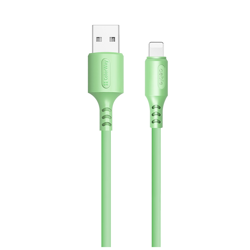 Дата кабель USB 2.0 AM to Lightning 1.0m soft silicone green ColorWay (CW-CBUL042-GR) - фото 1 Дата кабель USB 2.0 AM to Lightning 1.0m soft silicone green ColorWay (CW-CBUL042-GR) - фото 1