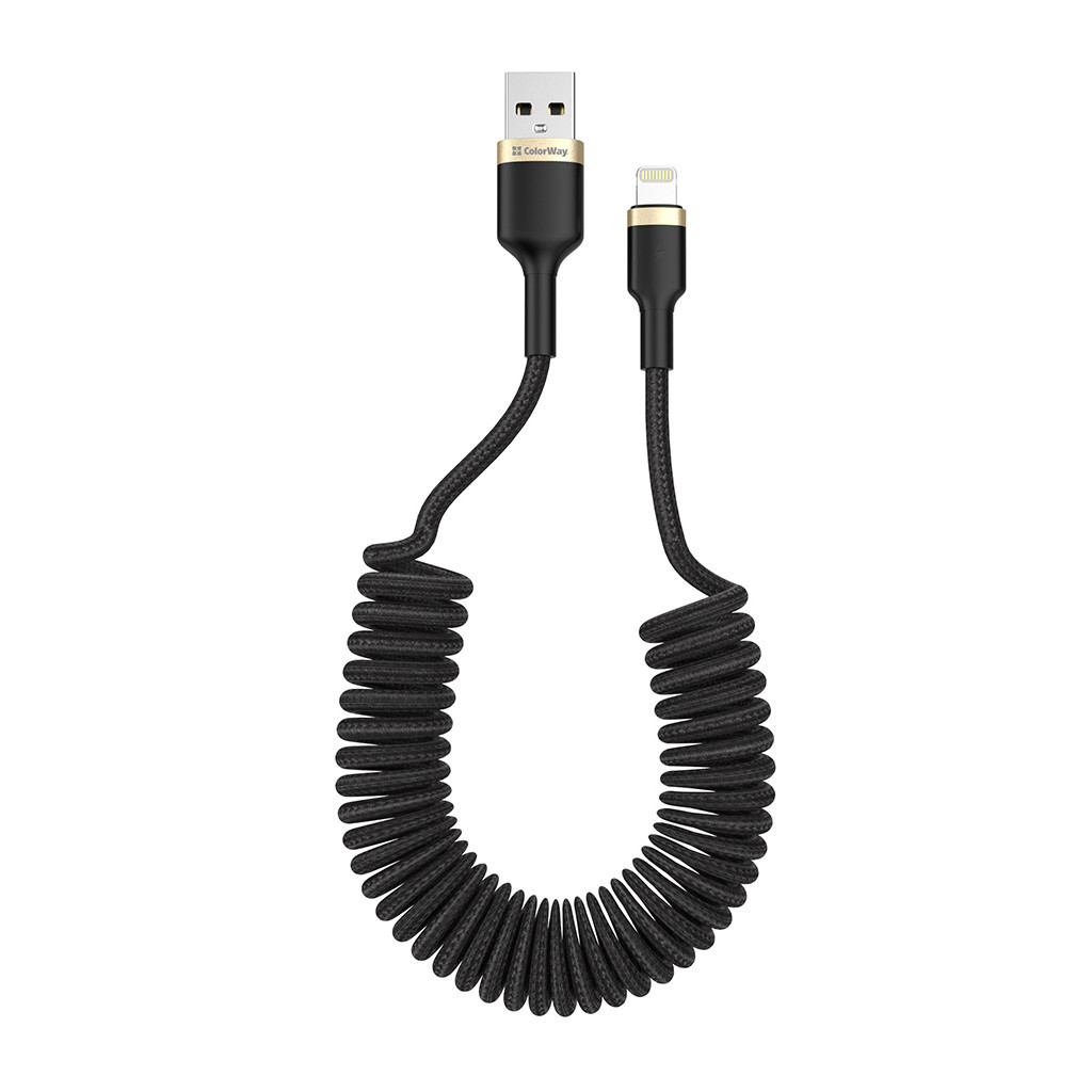 Дата кабель USB 2.0 AM to Lightning 1.0m spiral black ColorWay (CW-CBUL051-BK) Дата кабель USB 2.0 AM to Lightning 1.0m spiral black ColorWay (CW-CBUL051-BK)