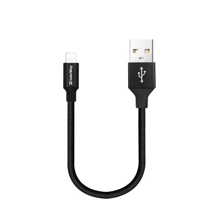 Дата кабель USB 2.0 AM to Lightning 0.25m black ColorWay (CW-CBUL048-BK) - фото 2