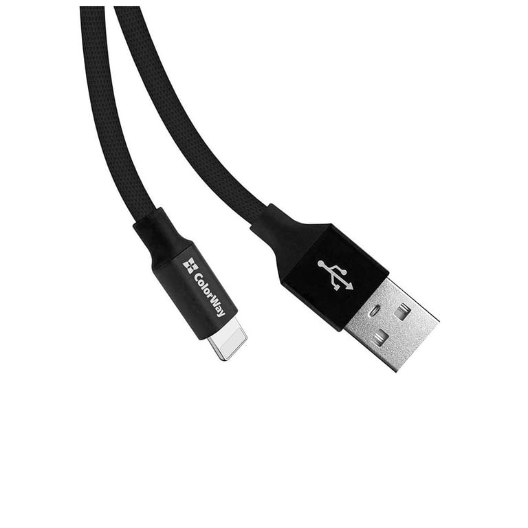 Дата кабель USB 2.0 AM to Lightning 0.25m black ColorWay (CW-CBUL048-BK) - фото 3
