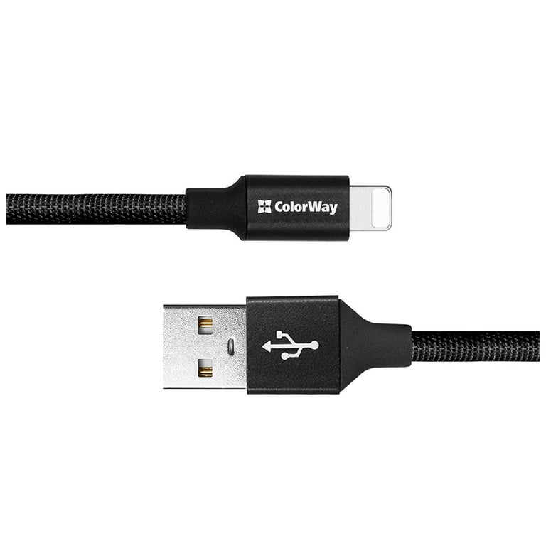 Дата кабель USB 2.0 AM to Lightning 0.25m black ColorWay (CW-CBUL048-BK) - фото 4