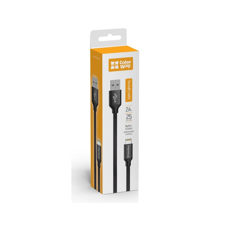Дата кабель USB 2.0 AM to Lightning 0.25m black ColorWay (CW-CBUL048-BK) - фото 5