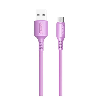 Дата кабель USB 2.0 AM to Micro 5P 1.0m soft silicone violet ColorWay (CW-CBUM044-PU) - фото 1