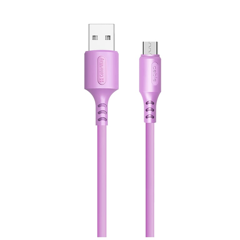 Дата кабель USB 2.0 AM to Micro 5P 1.0m soft silicone violet ColorWay (CW-CBUM044-PU) - фото 1