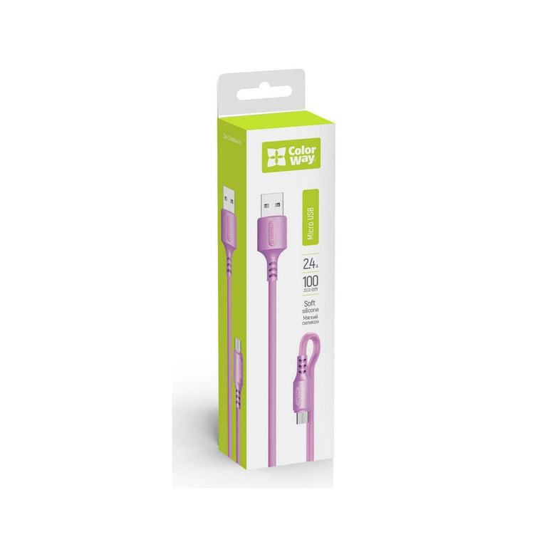 Дата кабель USB 2.0 AM to Micro 5P 1.0m soft silicone violet ColorWay (CW-CBUM044-PU) - фото 2