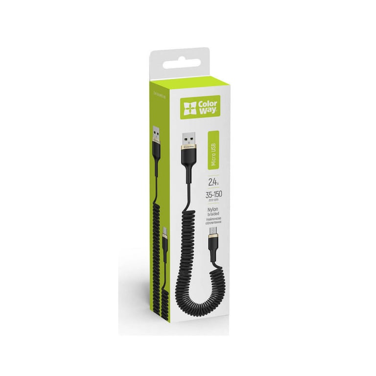 Дата кабель USB 2.0 AM to Micro 5P 1.0m spiral black ColorWay (CW-CBUM051-BK) - фото 4
