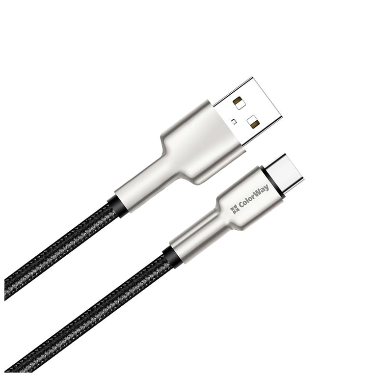 Дата кабель USB 2.0 AM to Type-C 1.0m head metal black ColorWay (CW-CBUC046-BK) - фото 2