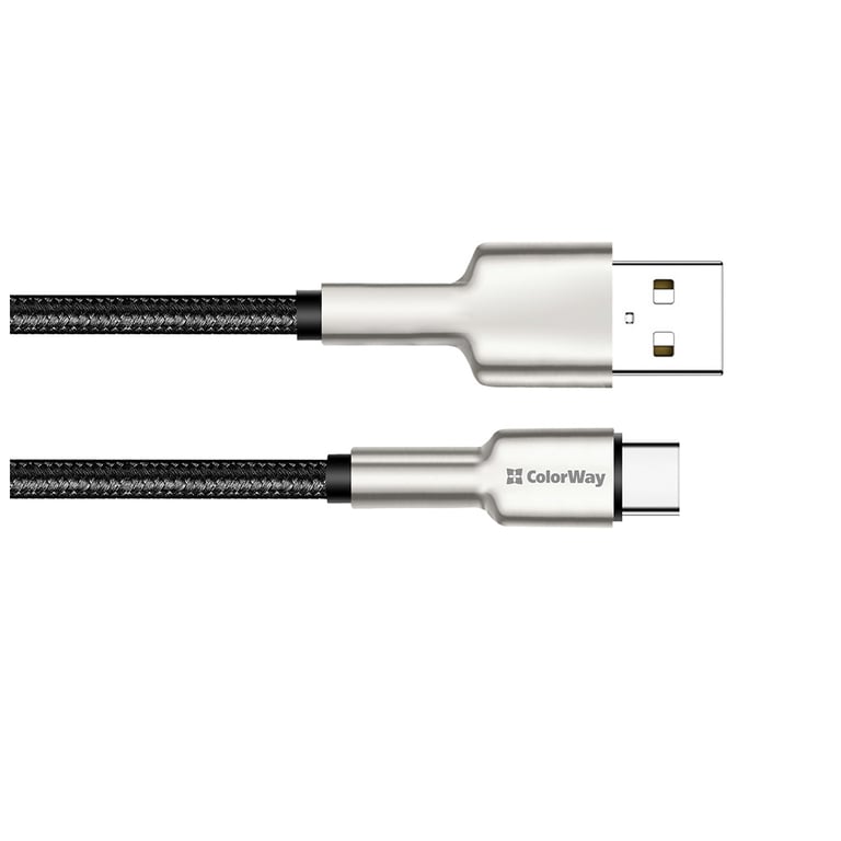 Дата кабель USB 2.0 AM to Type-C 1.0m head metal black ColorWay (CW-CBUC046-BK) - фото 4