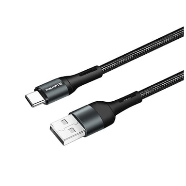 Дата кабель USB 2.0 AM to USB-C 1.0m nylon black ColorWay (CW-CBUC045-BK) - фото 1