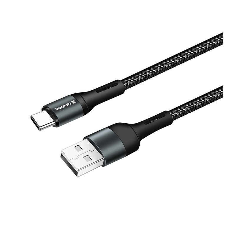 Дата кабель USB 2.0 AM to USB-C 1.0m nylon black ColorWay (CW-CBUC045-BK) - фото 1