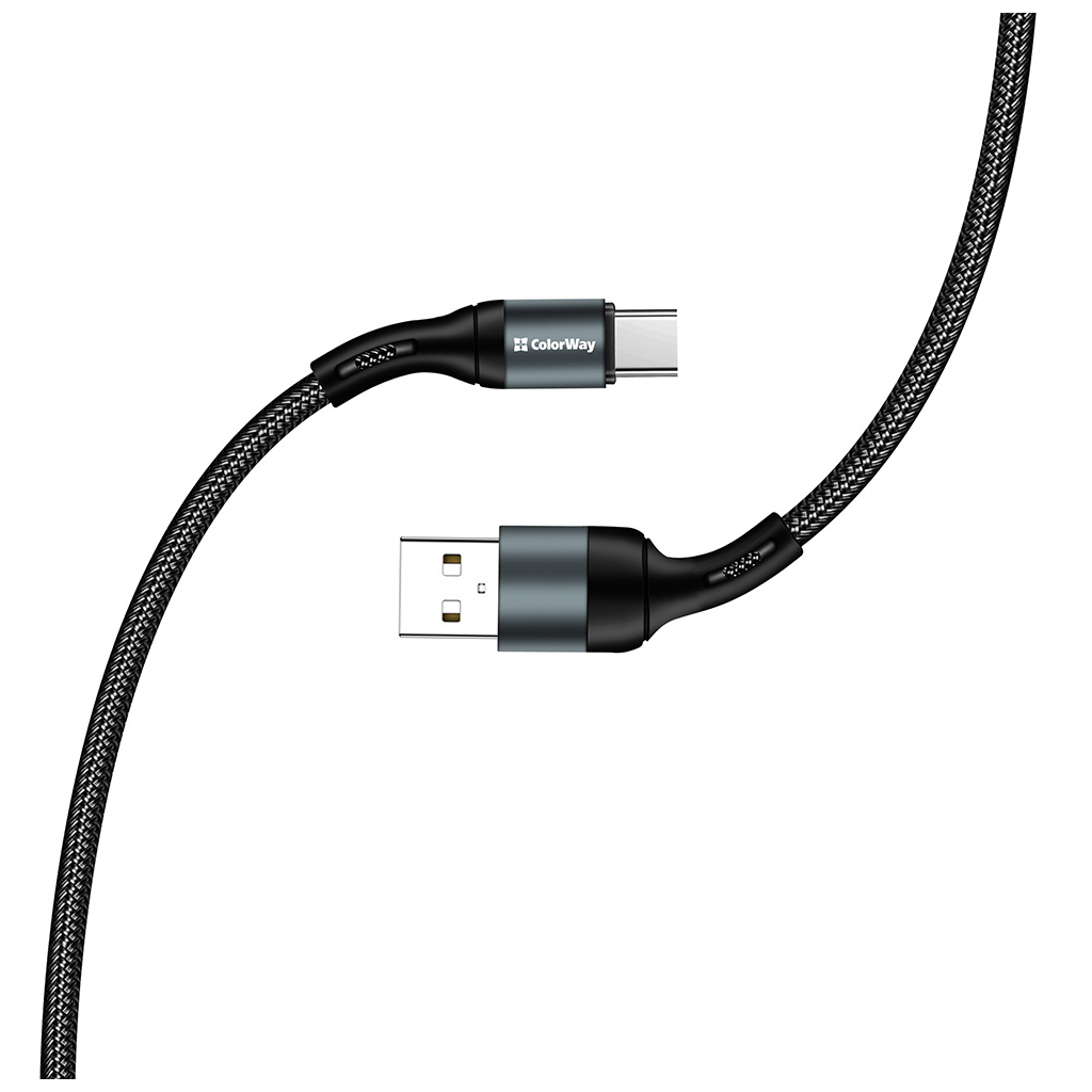 Дата кабель USB 2.0 AM to USB-C 1.0m nylon black ColorWay (CW-CBUC045-BK) - фото 6 Дата кабель USB 2.0 AM to USB-C 1.0m nylon black ColorWay (CW-CBUC045-BK) - фото 6