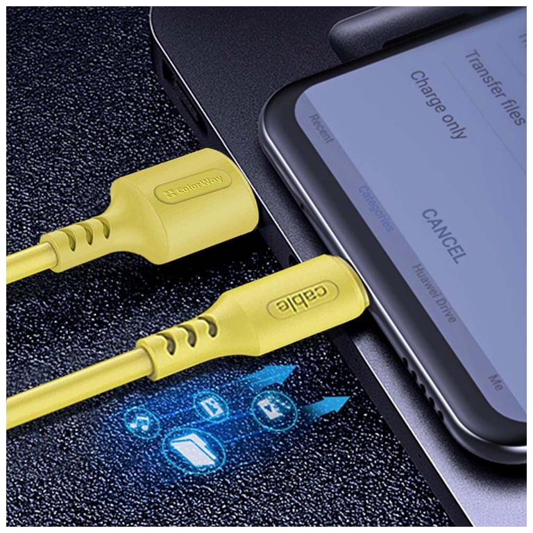 Дата кабель USB 2.0 AM to USB-C 1.0m soft silicone yellow ColorWay (CW-CBUC043-Y) - фото 6