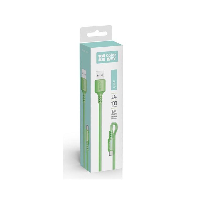 Дата кабель USB 2.0 AM to USB-C 1.0m soft silicone green ColorWay (CW-CBUC042-GR) - фото 2