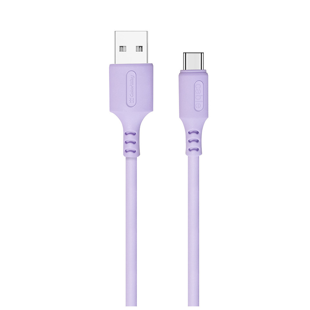 Дата кабель USB 2.0 AM to USB-C 1.0m soft silicone violet ColorWay (CW-CBUC044-PU) - фото 1 Дата кабель USB 2.0 AM to USB-C 1.0m soft silicone violet ColorWay (CW-CBUC044-PU) - фото 1
