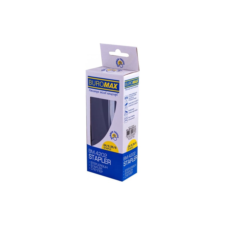 Степлер Buromax RUBBER TOUCH, 20 арк., скоби №24; 26, 127х54х33 мм, чорний (BM.4202-01) - фото 2