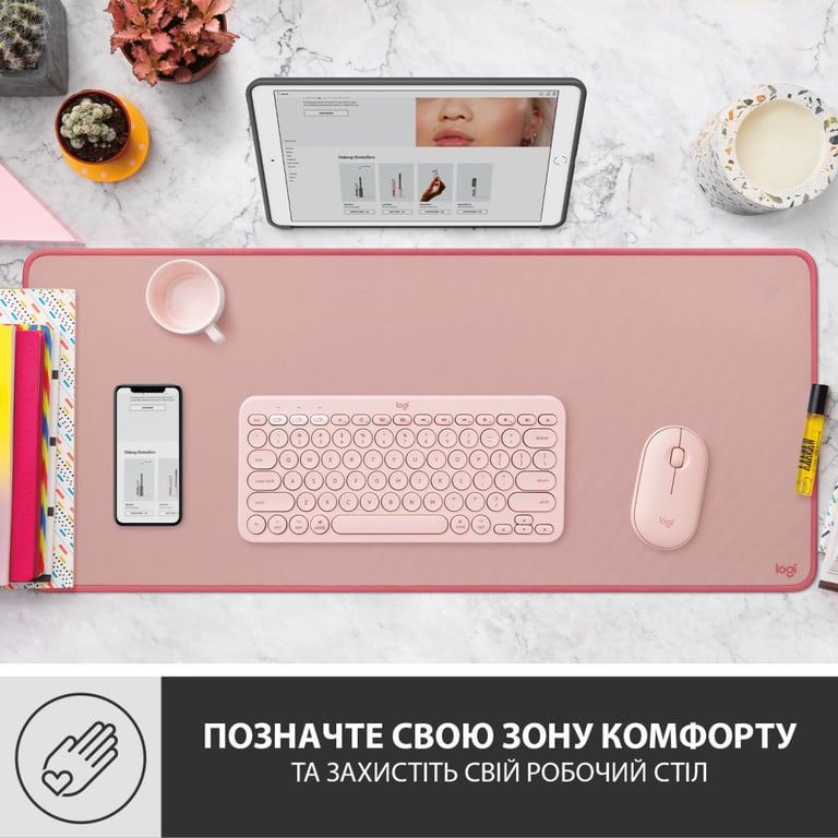 Килимок для мишки Logitech Desk Mat Studio Series Darker Rose (956-000053) - фото 2