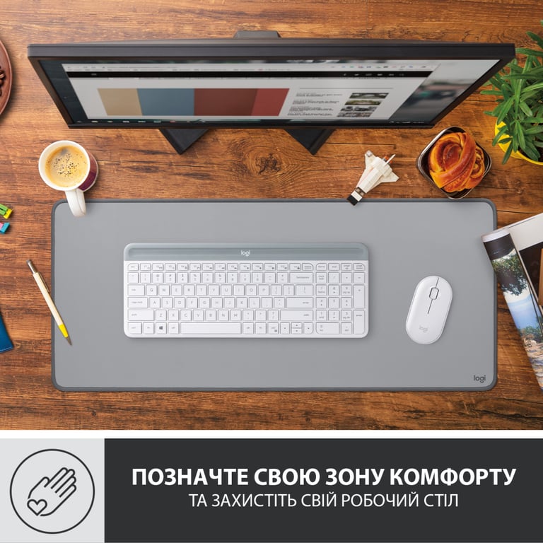 Килимок для мишки Logitech Desk Mat Studio Series Mid Grey (956-000052) - фото 2