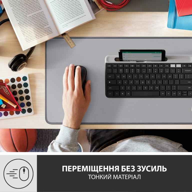 Килимок для мишки Logitech Desk Mat Studio Series Mid Grey (956-000052) - фото 5