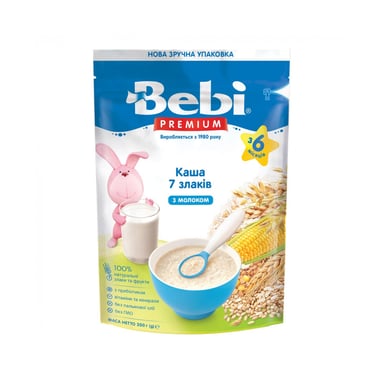 Дитяча каша Bebi Premium молочна 7 злаків +6 міс. 200 г (8606019654443) - фото 1