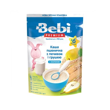 Дитяча каша Bebi Premium молочна пшенична з печивом та грушею +6 міс. 200 г (8606019654283) - фото 1