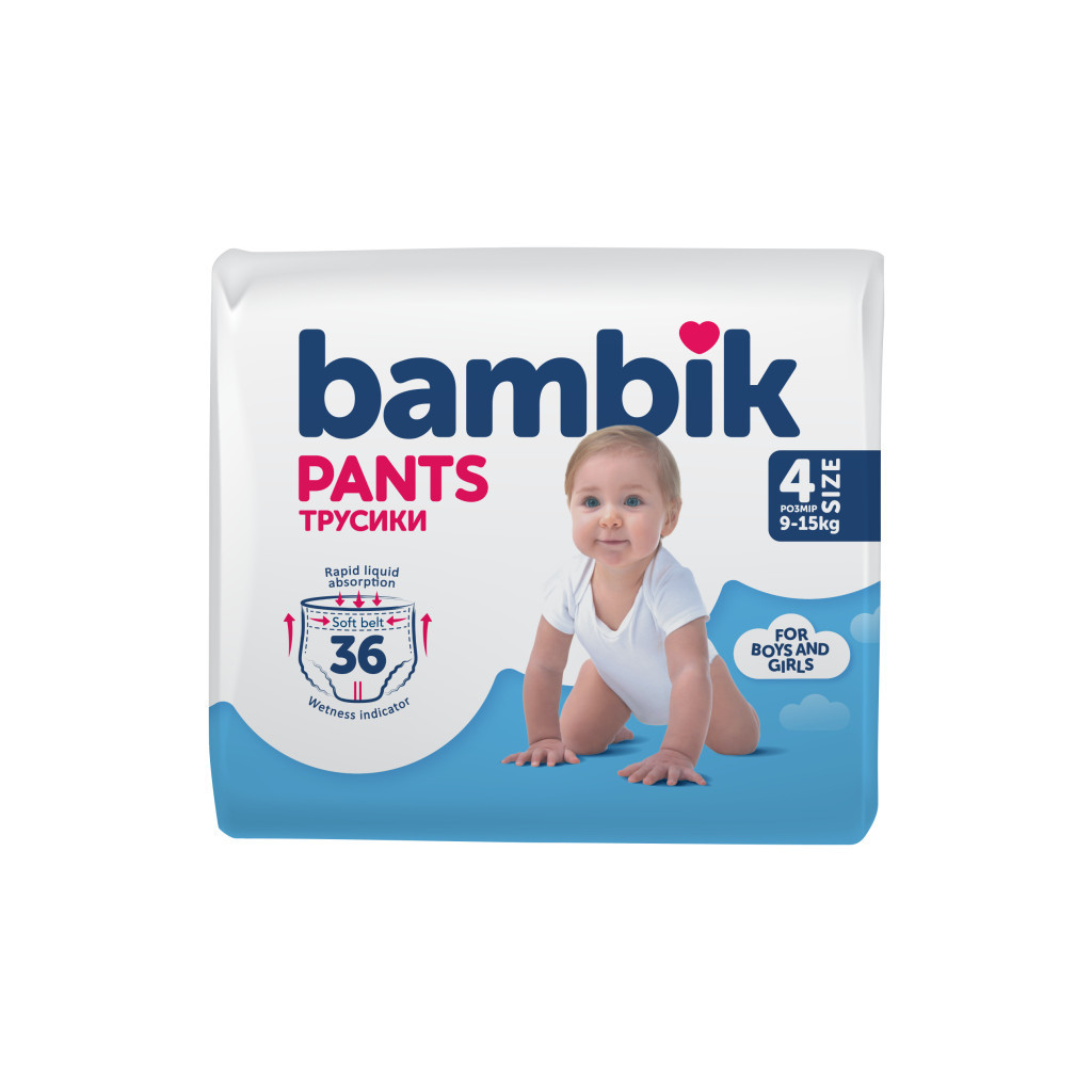Підгузки Bambik трусики 4 (9-15 кг) 36 шт (4823071652550) - фото 1